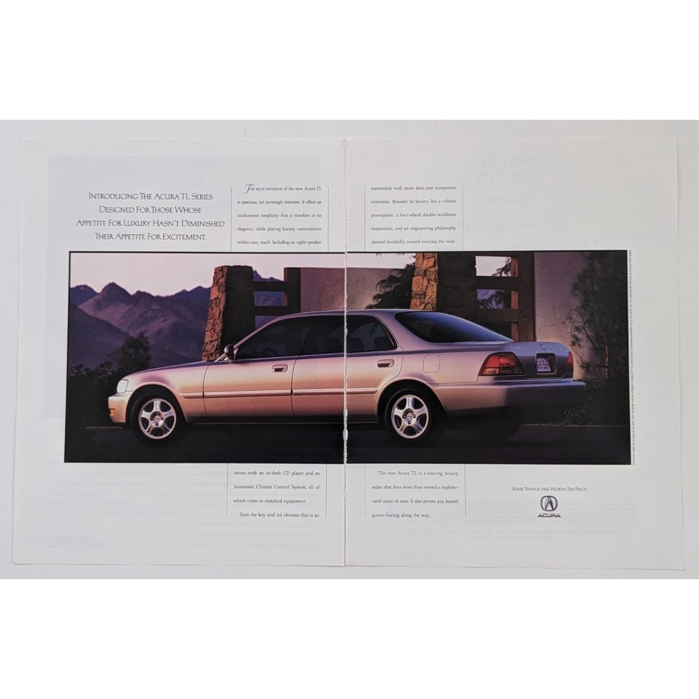 Vintage 1995 Print Ad Acura TL Series 4 Door Luxury Sedan 2‎ Page Automobile Ad
